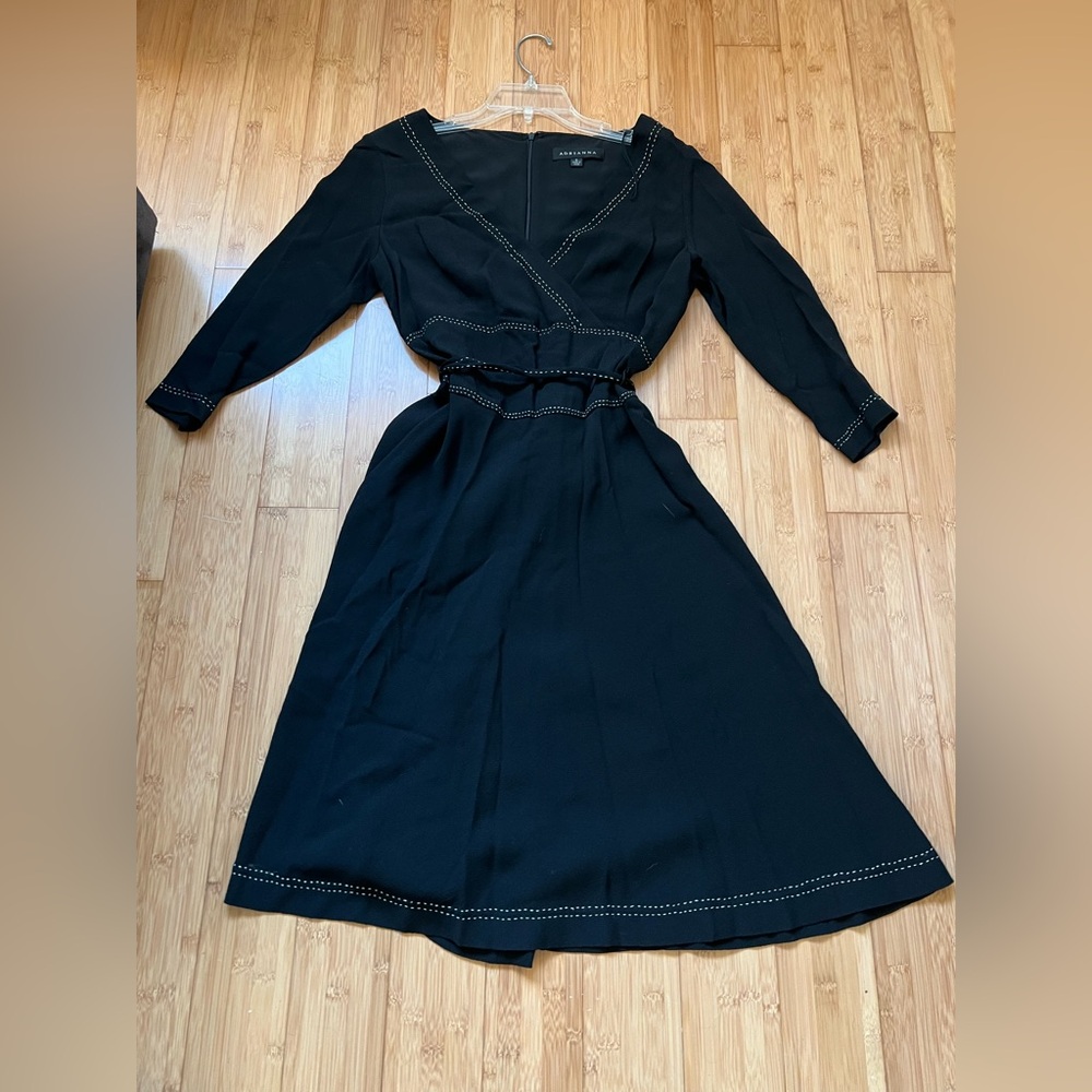 Adrianna Black Long Sleeve Dress with Stitch Detailing